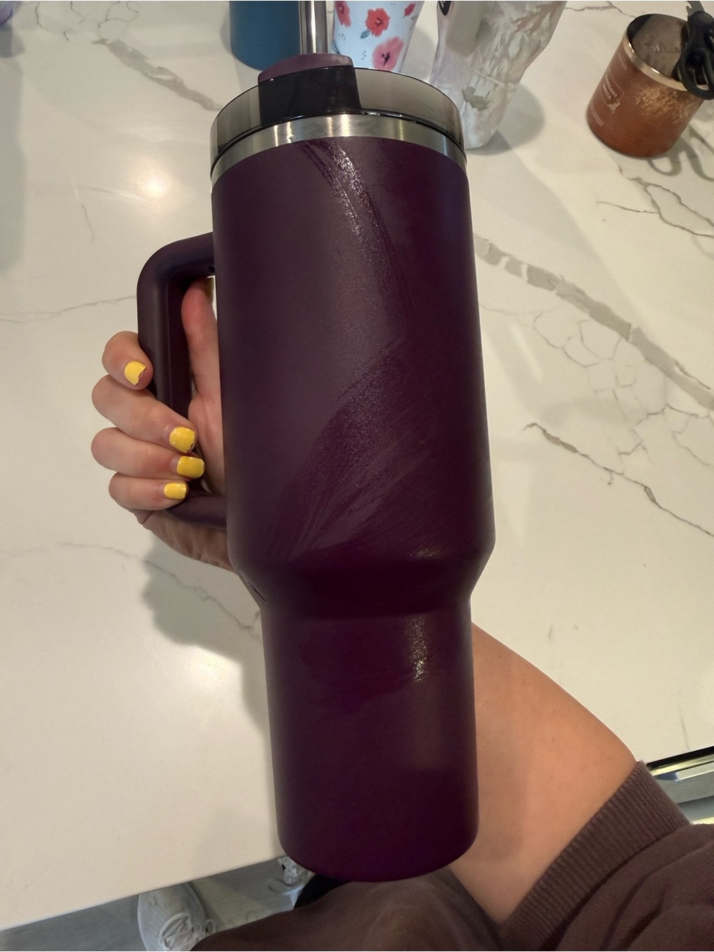 Stanley Plum Travel Tumbler with Handle and Clear Lid - Picture 3 of 4